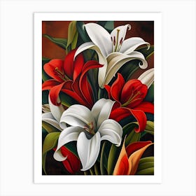 Lilies In A Vase Art Print