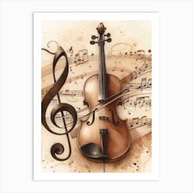 Violin And Music Notes Poster