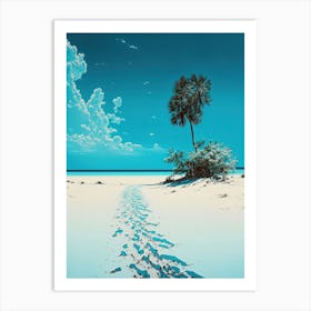 Tropical Beach Palm Tree and Sand Art Print
