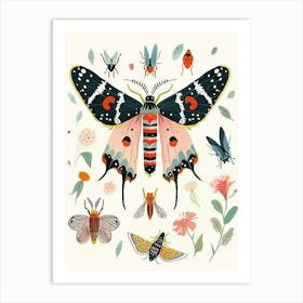 Colourful Insect Illustration Moth 15 Art Print