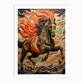 A Horse Painting In The Style Of Decalcomania 2 Art Print