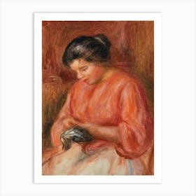 Girl Darning (1909), Pierre Auguste Renoir Art Print