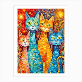 Four Cats Art Print