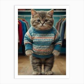 Cat In Sweater 1 Art Print