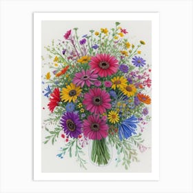 Daisies In A Vase Art Print