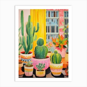 Cactus Painting Maximalist Still Life Lemon Ball Cactus 3 Art Print