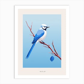 Minimalist Blue Jay 2 Bird Poster Art Print