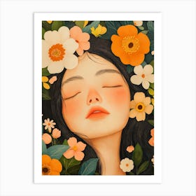 girls and flowers Art Print