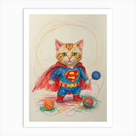 Superman Cat 2 Art Print