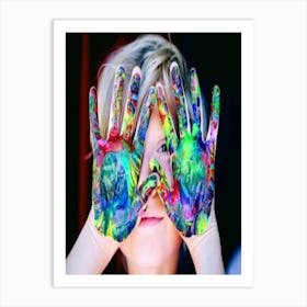 Child With Painted Hands Art Print