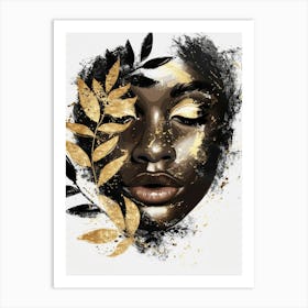 Gold Leaf Face 1 Art Print