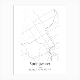 Springwater,Canada Minimalist Map Art Print