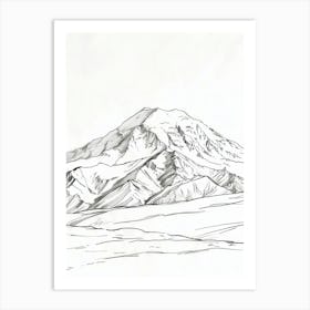 Mount Olympus Greece Line Drawing 2 Art Print