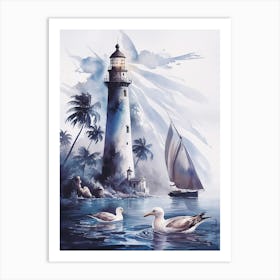 Lighthouse Sunset 3. Art Print