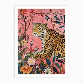 Floral Animal Painting Jaguar 2 Art Print