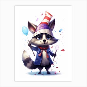 Cute Kawaii Cartoon Raccoon 18 Art Print
