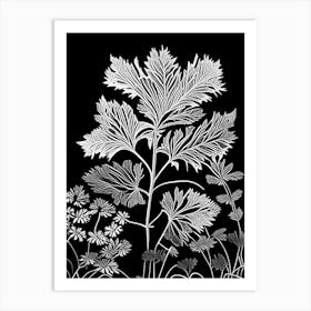 Meadow Rue Leaf Linocut 1 Art Print