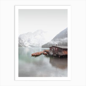 Boat House On Lake Art Print