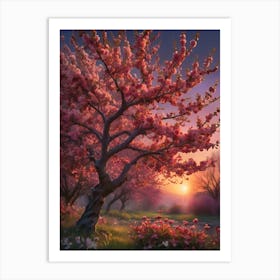 Cherry Blossoms At Sunset Art Print