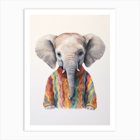 Baby Animal Wearing Sweater Elephant 3 Art Print