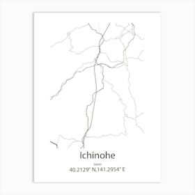 Ichinohe,Japan Minimalist Map Art Print