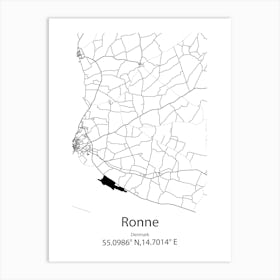 Ronne,Denmark Minimalist Map Art Print