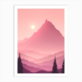 Misty Mountains Vertical Background In Pink Tone 66 Art Print