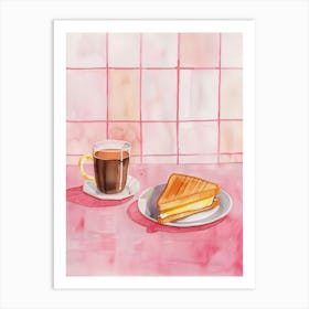 Pink Breakfast Food Coffee And Toastie 4 Art Print