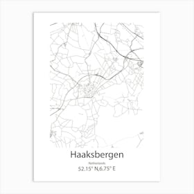 Haaksbergen,Netherlands Minimalist Map Art Print