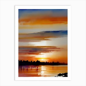 Sunset Over The Water Art Print