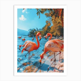 Greater Flamingo Greece Tropical Illustration 1 Art Print