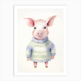 Baby Animal Watercolour Pig 3 Art Print