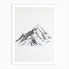 Mount Washington Usa Line Drawing 1 Art Print