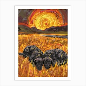 Labradors At Sunset Art Print