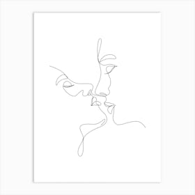 Kissing Couple Line Art Art Print