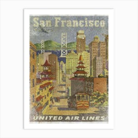 Vintage Travel Poster ― San Fransisco United Airlines Art Print