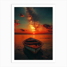 Sunset In A Boat 3 Art Print