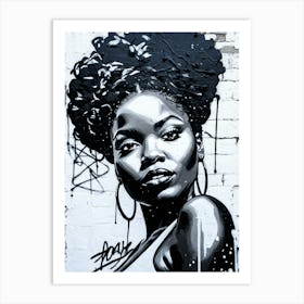 Graffiti Mural Of Beautiful Black Woman 6 Art Print