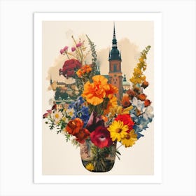 Stockholm   Floral Retro Collage Style 4 Art Print