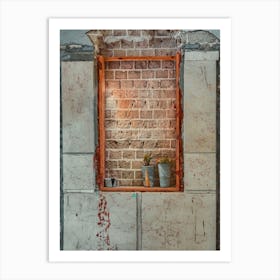 Window Sealed With Red Bricks In An Abandoned Building 1 Art Print