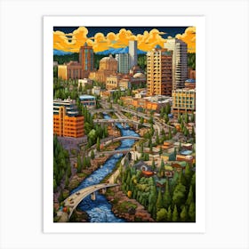 Spokane Washington Pixel Art 8 Art Print