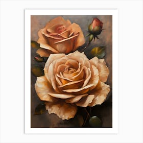 Rustic Earth Tones Rose Art Print