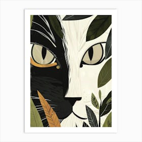 Cat With Leaves 9 Art Print