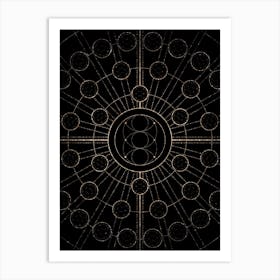 Geometric Glyph Radial Array in Glitter Gold on Black n.0152 Art Print