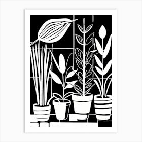 Lion cut inspired Black and white Garden plants & flowers art, Gardening art, 232 Art Print