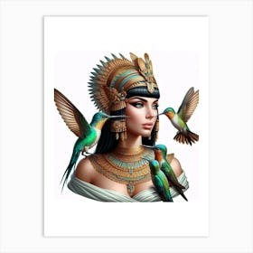 Egyptian Woman With Birds Art Print