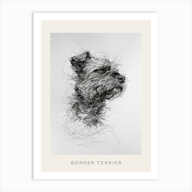 Border Terrier Dog Line Sketch 1 Poster Art Print