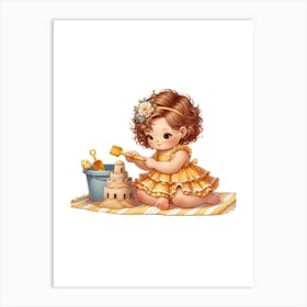 Little Girl Playing With Sand 1 Art Print