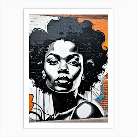 Vintage Graffiti Mural Of Beautiful Black Woman 8 Art Print