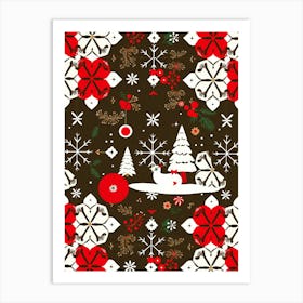 Snowy Festivities Pattern Art Print